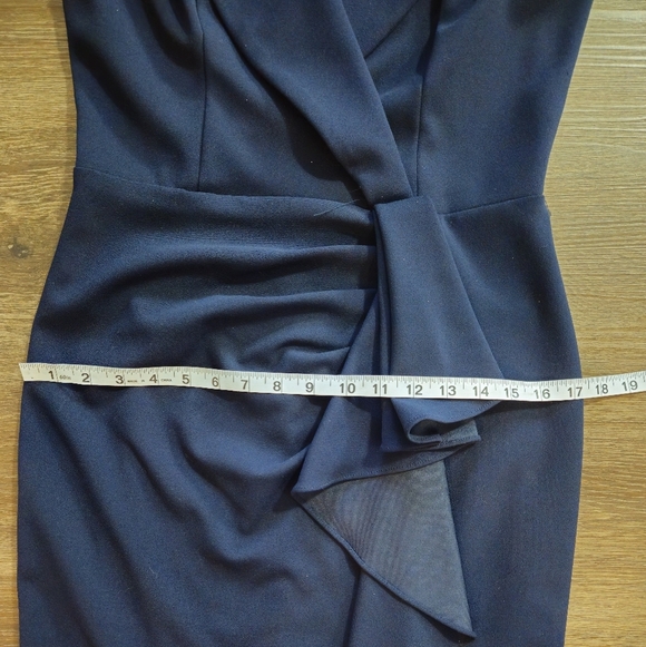 BETSY & ADAM Ruffled Tuxedo Navy Maxi Dress Sleevless Side Slit NWT sz 8 - Picture 8 of 14